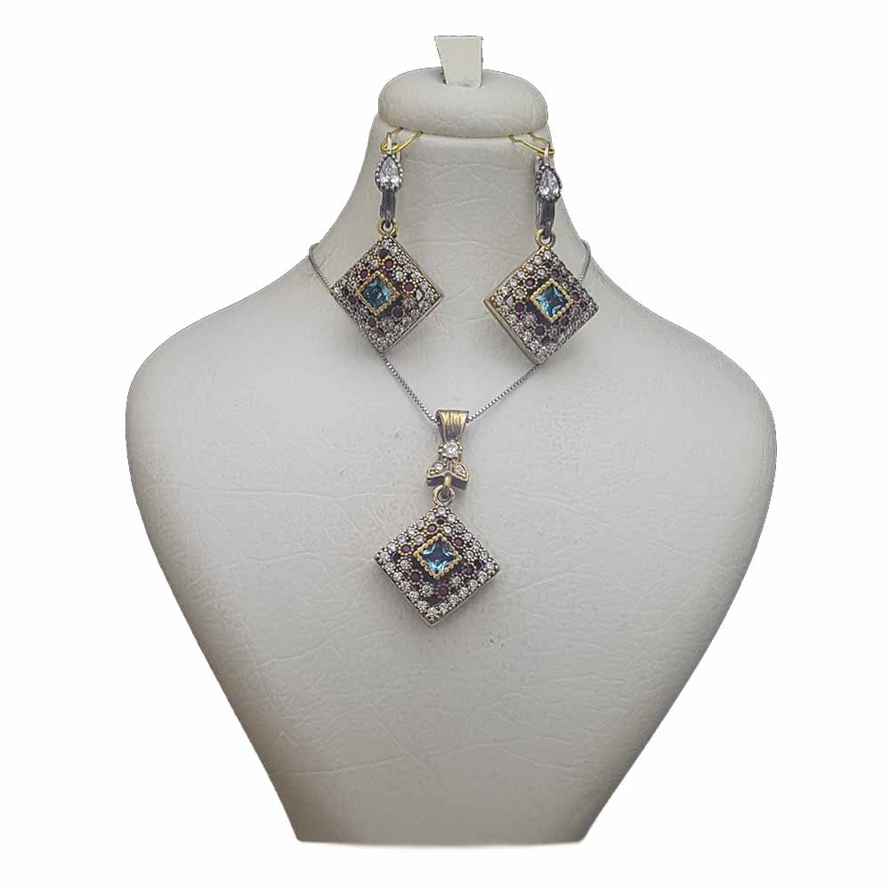 نیم ست نقره زنانه ترمه 1 مدل عثمانی کد OS022