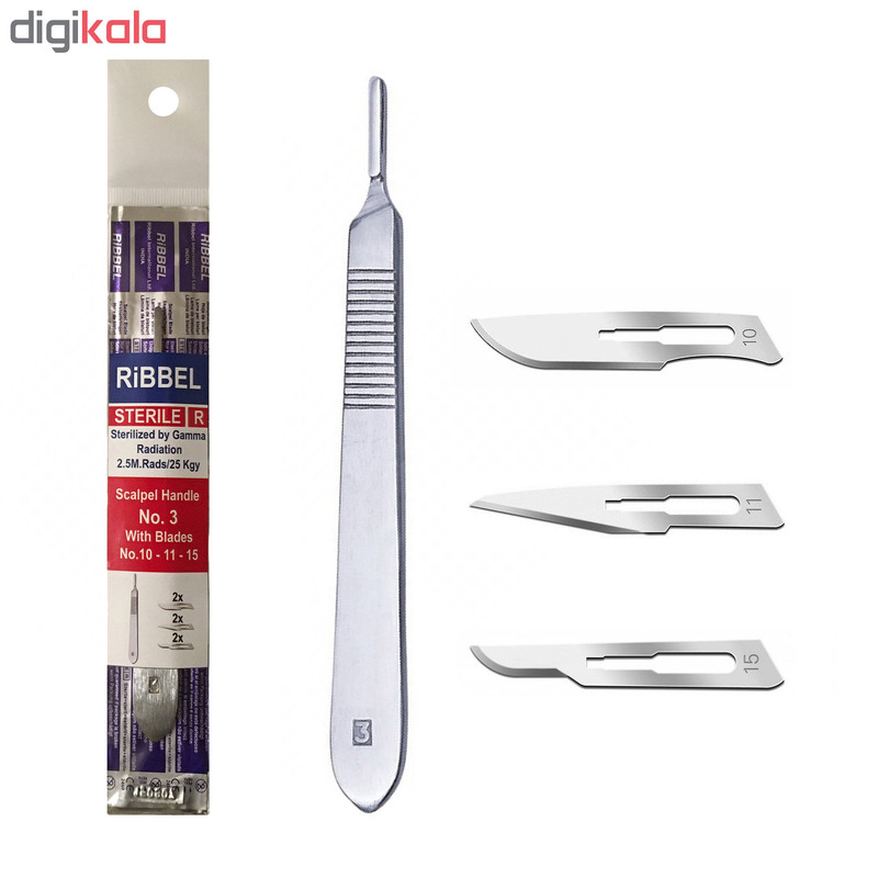 مجموعه دسته تیغ جراحی و تیغ استریل ریبل کد SKJ058