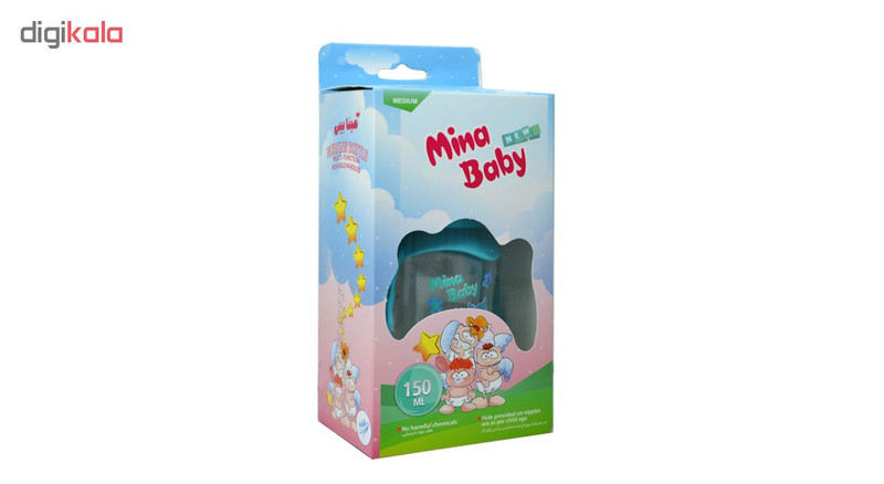 شیشه شیر مینا بیبی مدل B2 ظرفیت 150 میلی لیتر