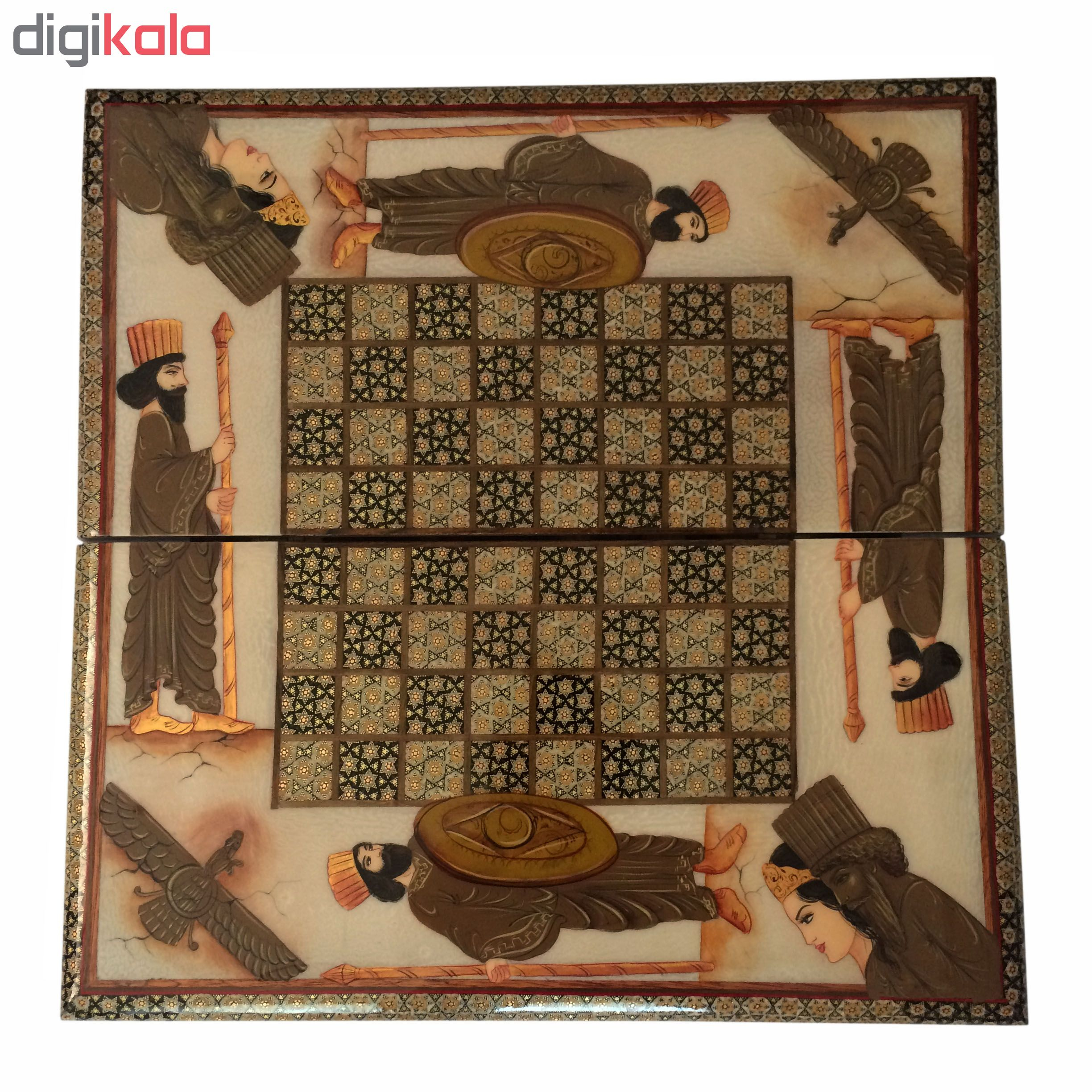  صفحه شطرنج خاتم کاری طرح هخامنش مدل T02