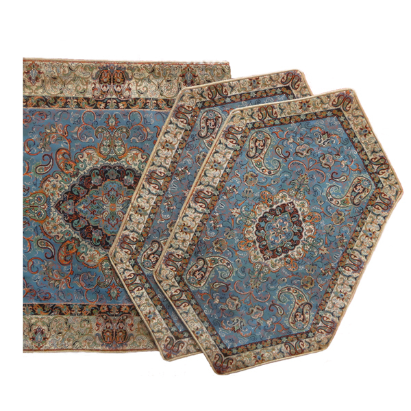 ست سه تکه رومیزی ترمه هاشمی طرح مهرنگار کد 004