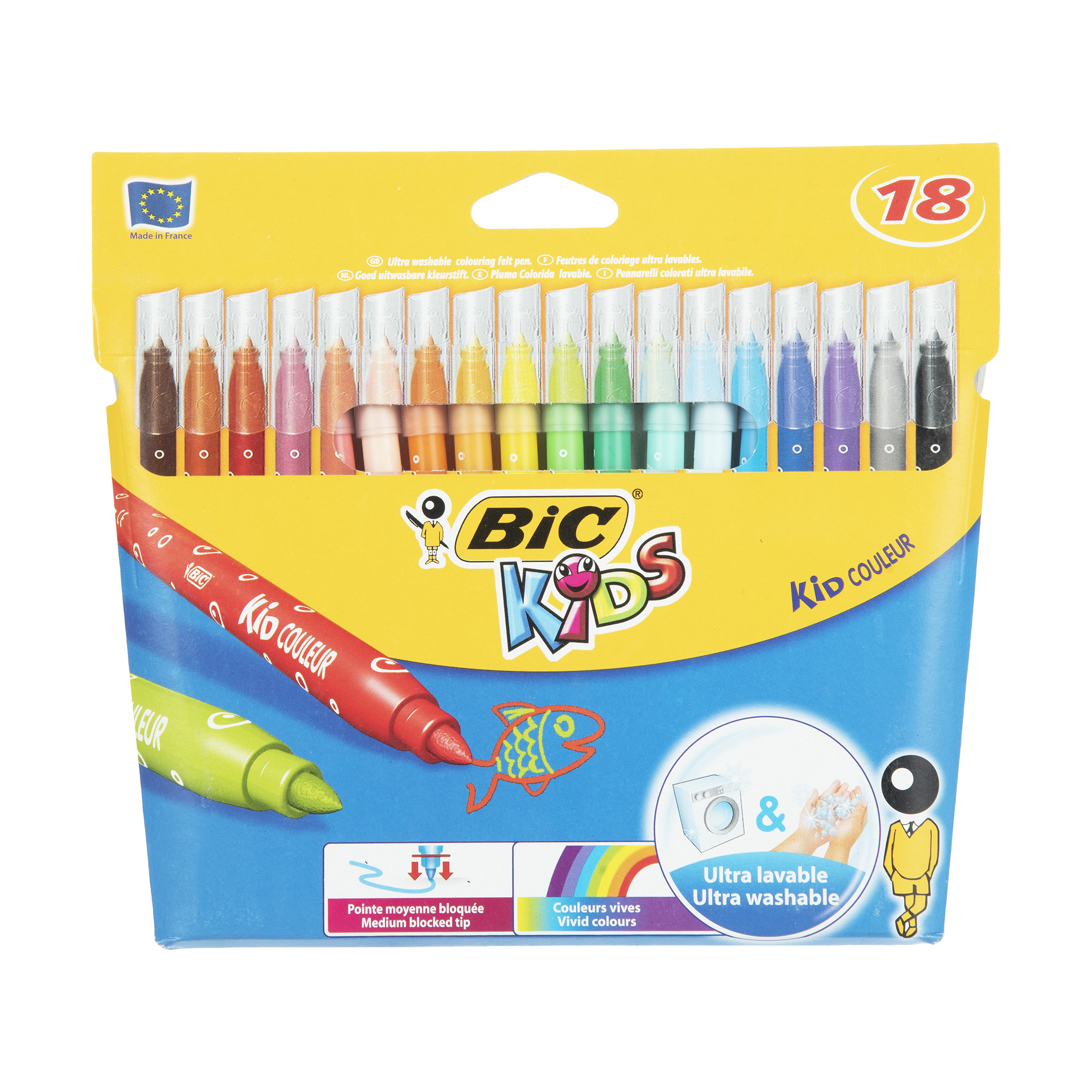 ماژیک رنگ آمیزی 18 رنگ بیک مدل Kid Color