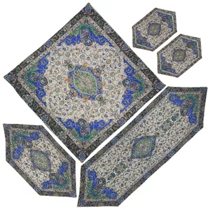 ست 5 تکه رومیزی ترمه طرح اطلس مدل ABI5/5