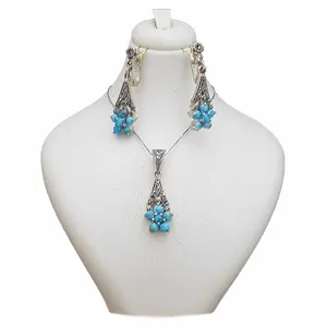 نیم ست نقره زنانه ترمه 1 مدل سیاه قلم کد OS048