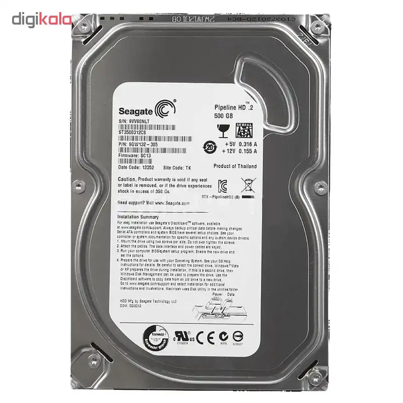 هارد دیسک اینترنال سیگیت مدل Pipeline HD2 ST3500312CS ظرفیت 500 گیگابایت