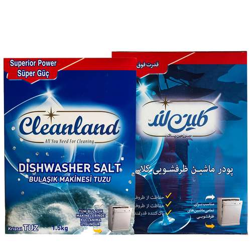 پودر ماشین ظرفشویی کلین لند مدل Classic وزن 1 کیلوگرم به همراه نمک ماشین ظرفشویی