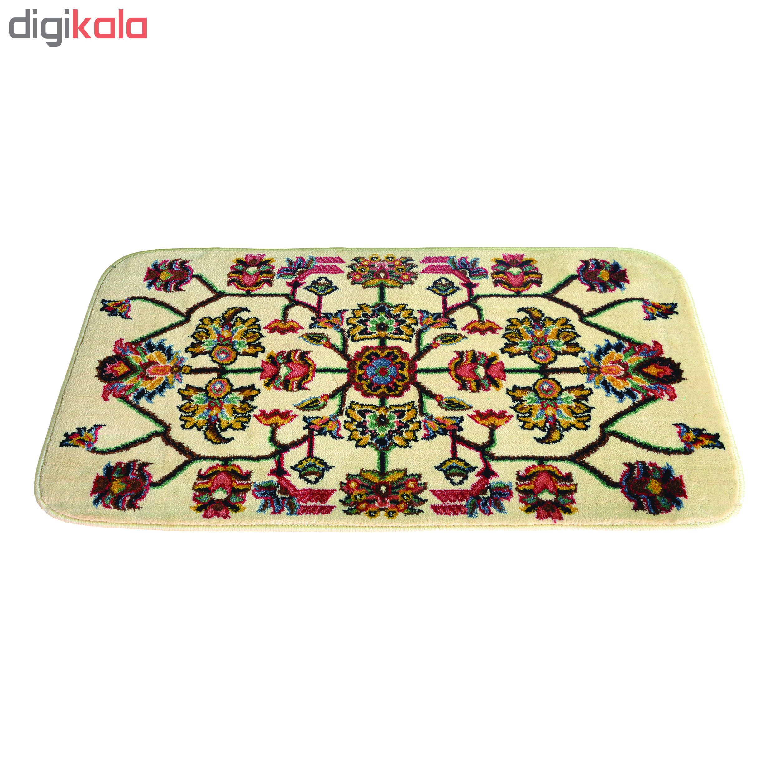فرش ماشینی طرح افشان زمینه کرم