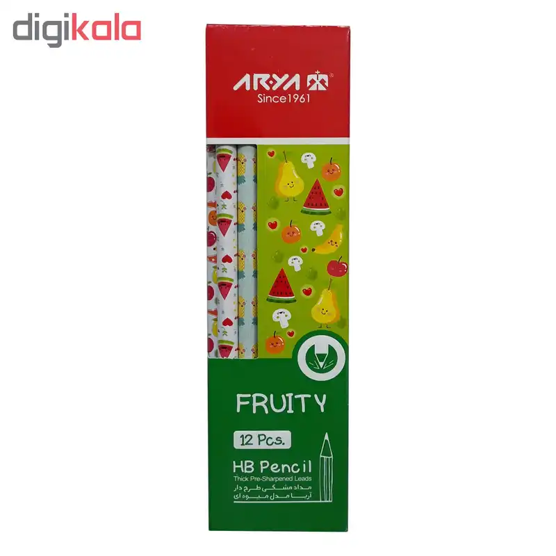 مداد مشکی آریا مدل FRUITY کد A3 بسته 12 عددی