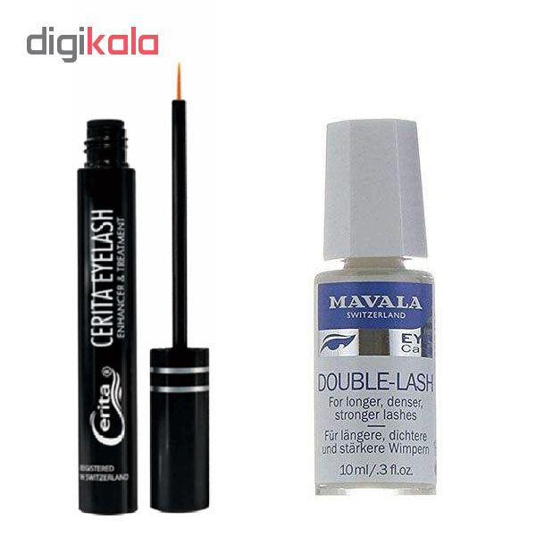 محلول تقویت کننده مژه سریتا مدل enhancer حجم 7 میلی لیتر بهمراه محلول تقویت کننده مژه و ابرو ماوالا مدل Double-Lash