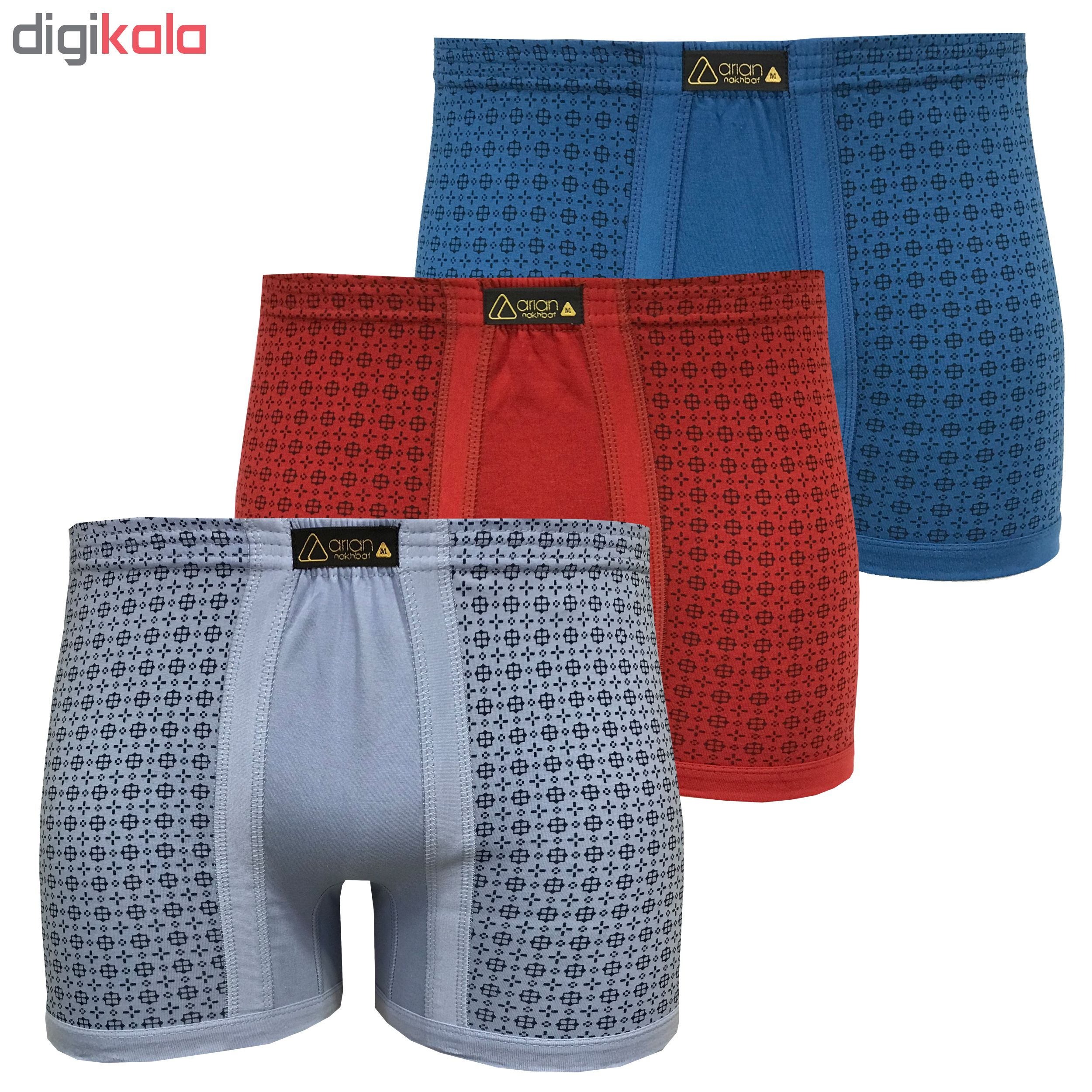 شورت مردانه آریان نخ باف کد 1461-2 مجموعه 3 عددی