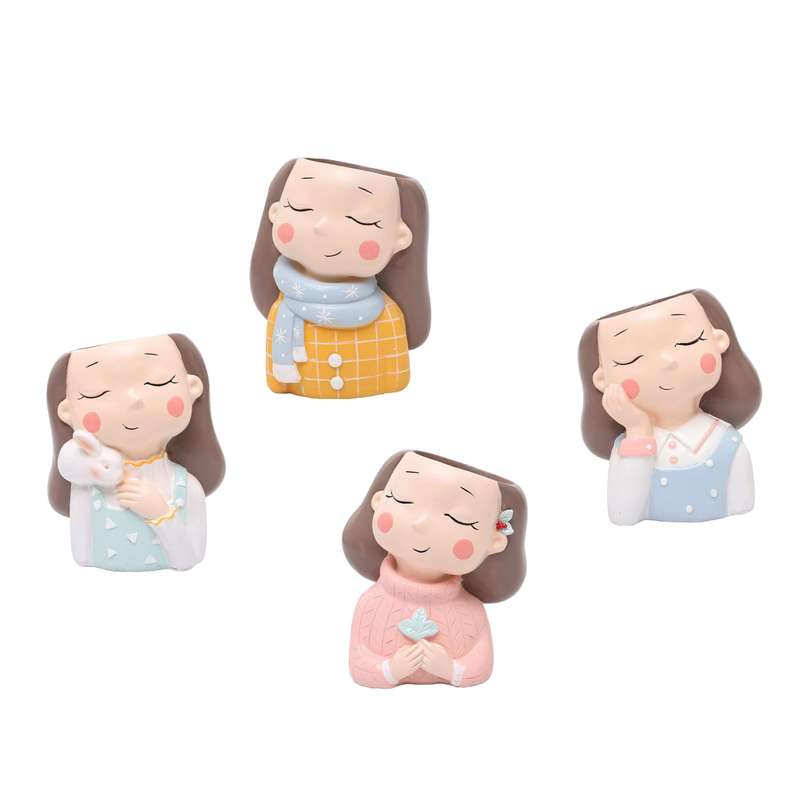 گلدان طرح دختران زمستانی کد Gw01 مجموعه 4 عددی