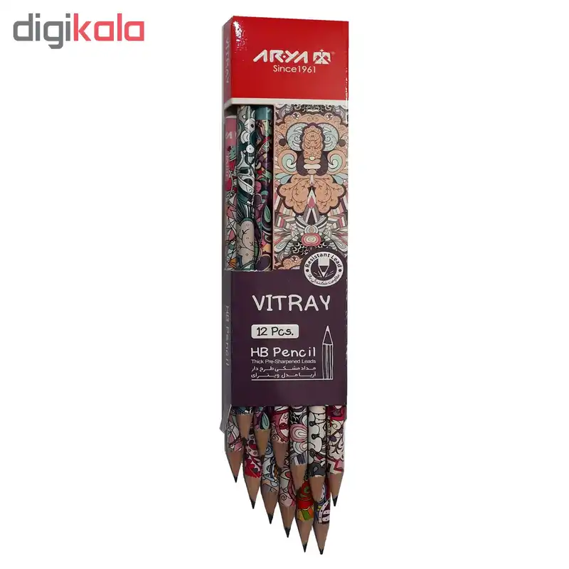 مداد مشکی آریا مدل VITRAY کد A6 بسته 12 عددی