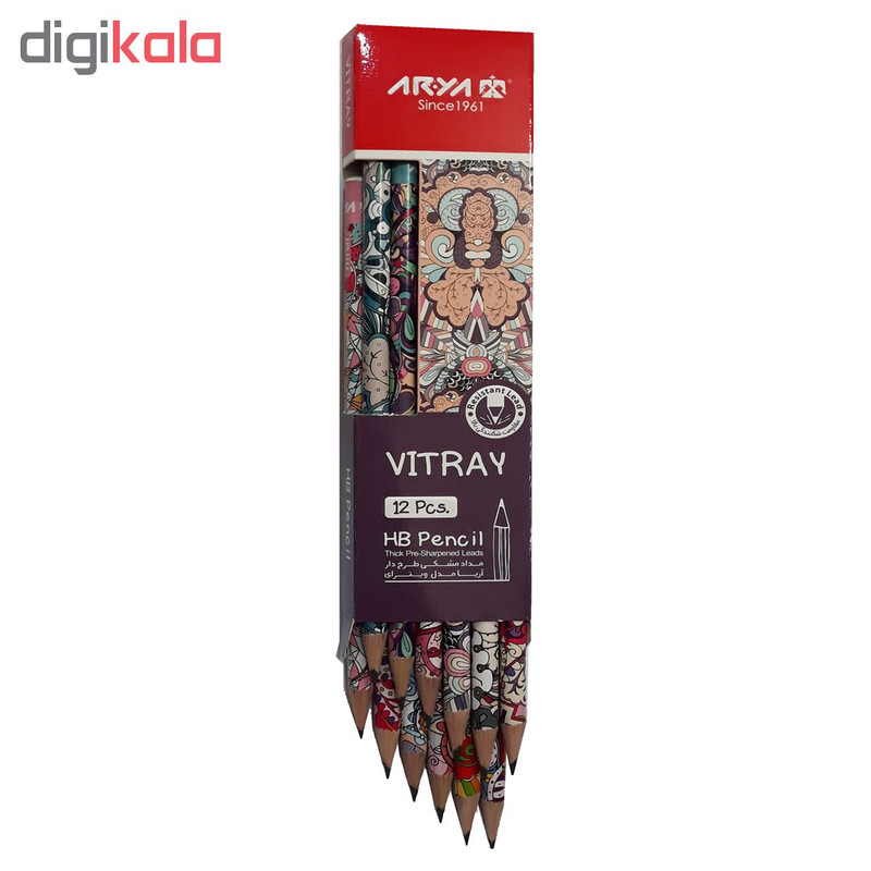 مداد مشکی آریا مدل VITRAY کد A6 بسته 12 عددی