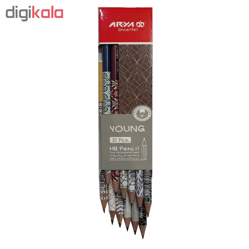 مداد مشکی آریا مدل YOUNG کد A7 بسته 12 عددی