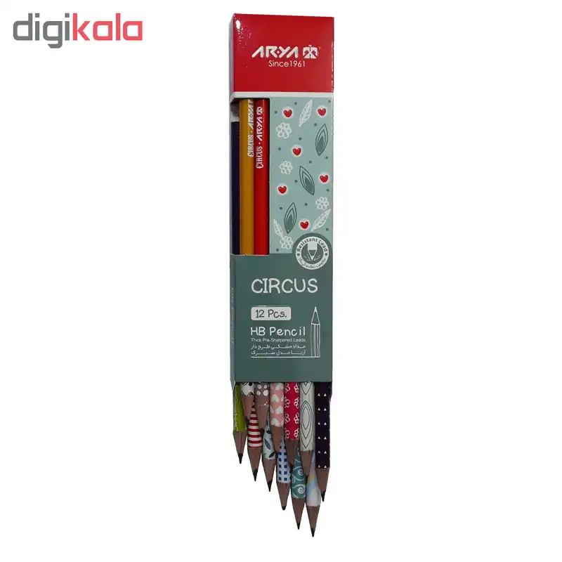 مداد مشکی آریا مدل CIRCUS کد A8 بسته 12 عددی