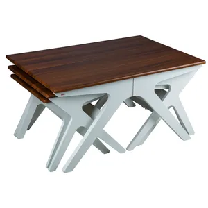 میز عسلی چشمه نور کد D-128/BR-WT مجموعه 3 عددی