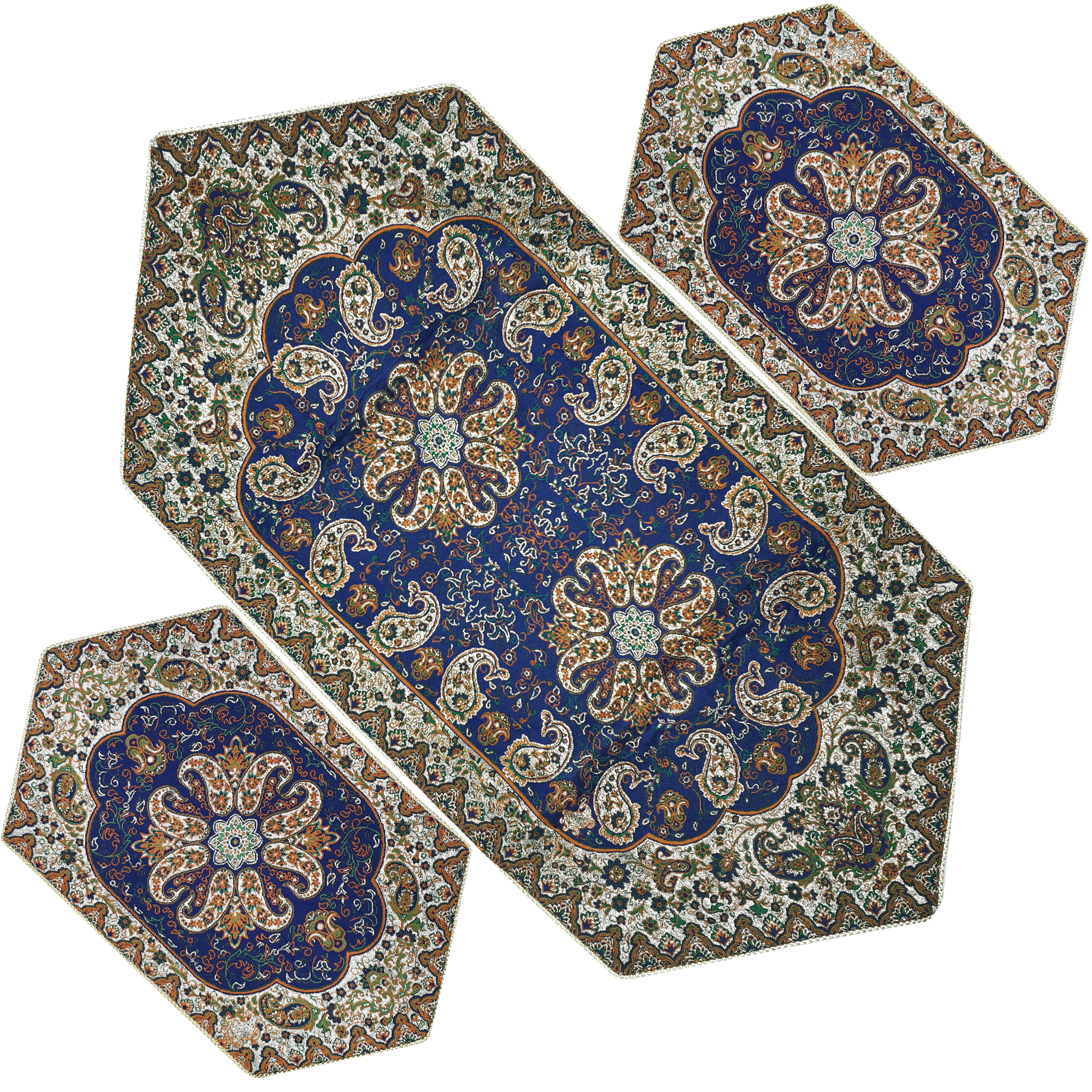 ست 3 تکه رومیزی ترمه طرح نسترن کد SRMH3/3 