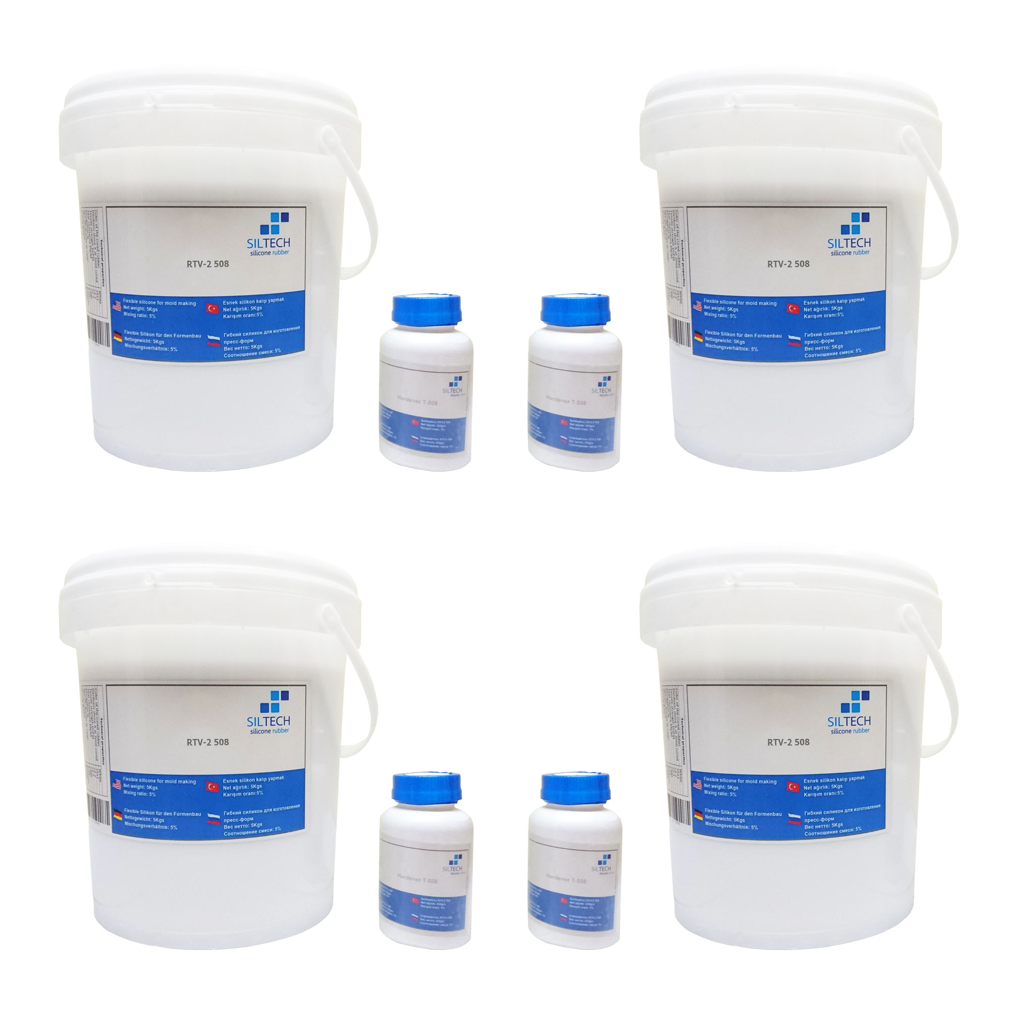 سیلیکون قالبگیری سیلتک مدل RTV2-508 پنج کیلوگرمی بسته 4 عددی به همراه هاردنر
