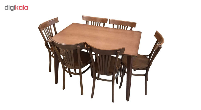 میز و صندلی ناهار خوری 6 نفره اسپرسان چوب مدل Sm43