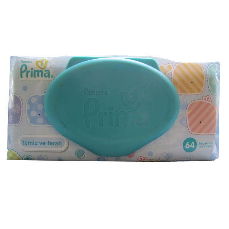 دستمال مرطوب کودک پریما طرح ماهی بسته 64 عددی