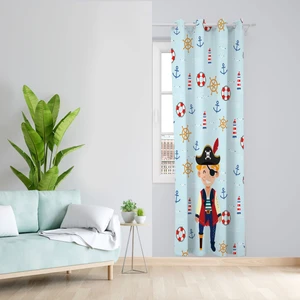 پرده مدل اتاق کودک مخمل پانچی طرح دزد دریایی کد 4130 سایز 140x280 سانتی متر