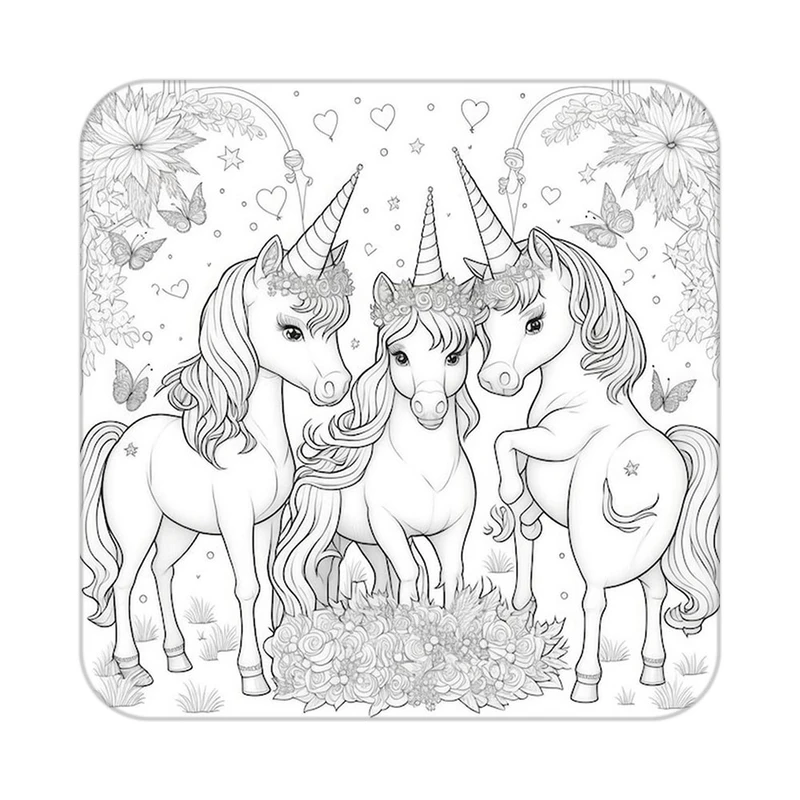 زیر لیوانی کاکتی طرح اسب تک شاخ و یونیکورن مدل mp32568