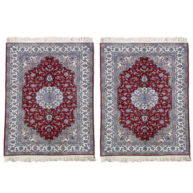 فرش دستباف 4 متری طرح شبنم گرده ابریشم کد 64300-64301 یک جفت