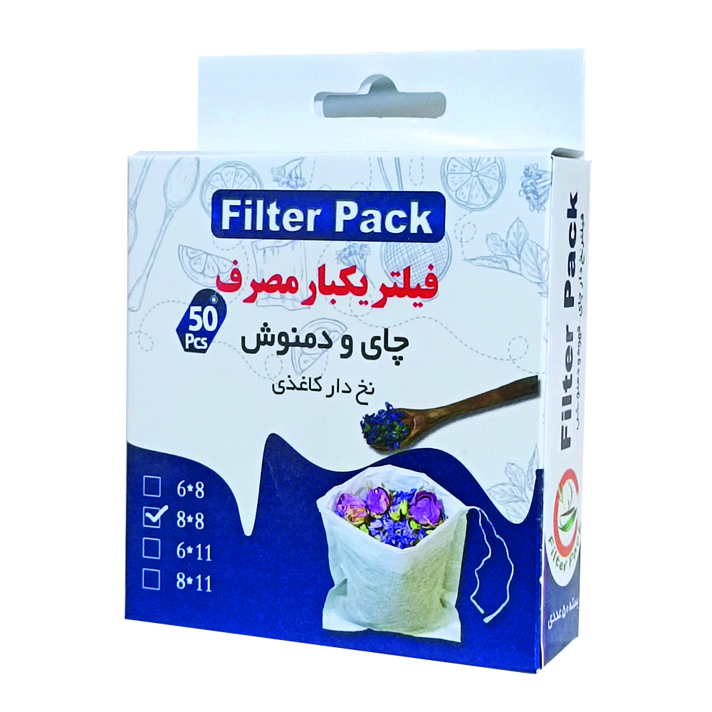 فیلتر چای فیلترپک مدل نخ دار کاغذی بسته 50 عددی