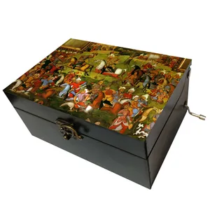 جعبه موزیکال مدل هندلی طرح نقاشی قهوه خانه ای کد T1097