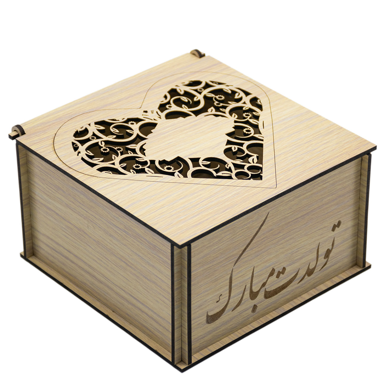 جعبه هدیه چوبی مدل تولدت مبارک