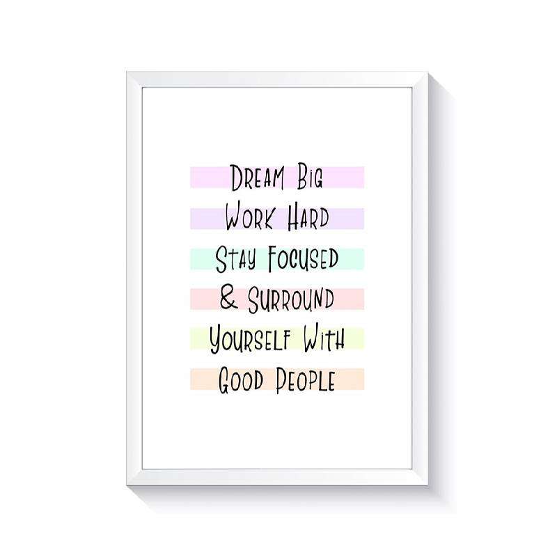 تابلو وینا مدل Dream Big And Work Hard