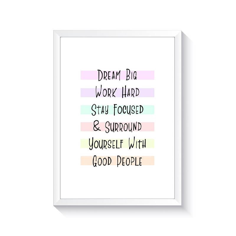 تابلو وینا مدل Dream Big And Work Hard