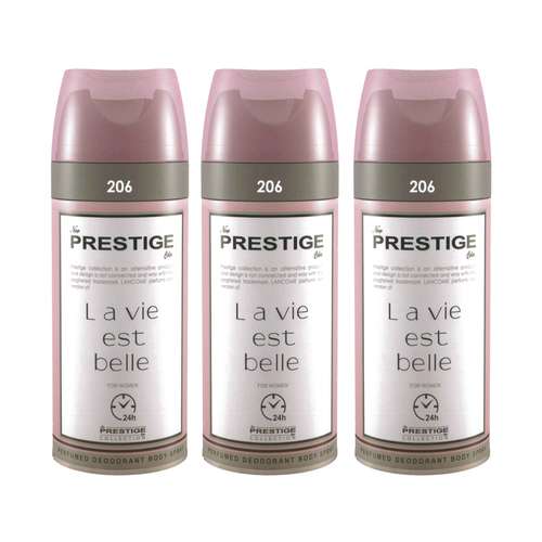 اسپری خوشبو کننده بدن زنانه پرستیژ مدل La Vie Est Belle حجم 150 میلی لیتر مجموعه 3 عددی