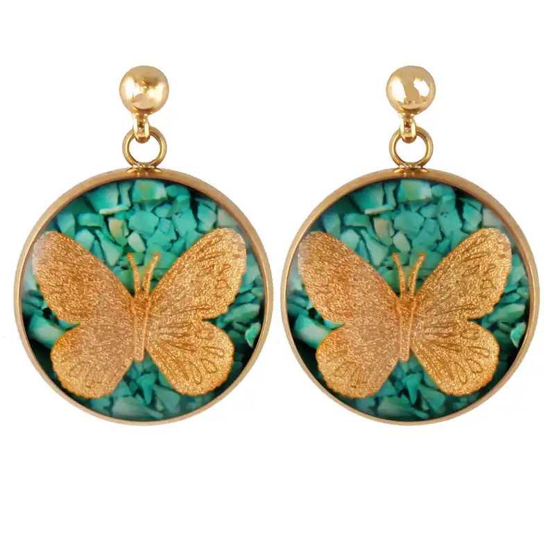 گوشواره طلا 24 عیار زنانه الون طرح پروانه کد 198409