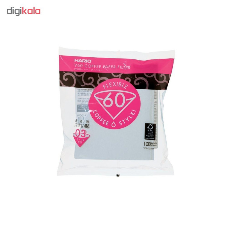 فیلتر قهوه هاریو مدل V60 کد 3 بسته 100 عددی