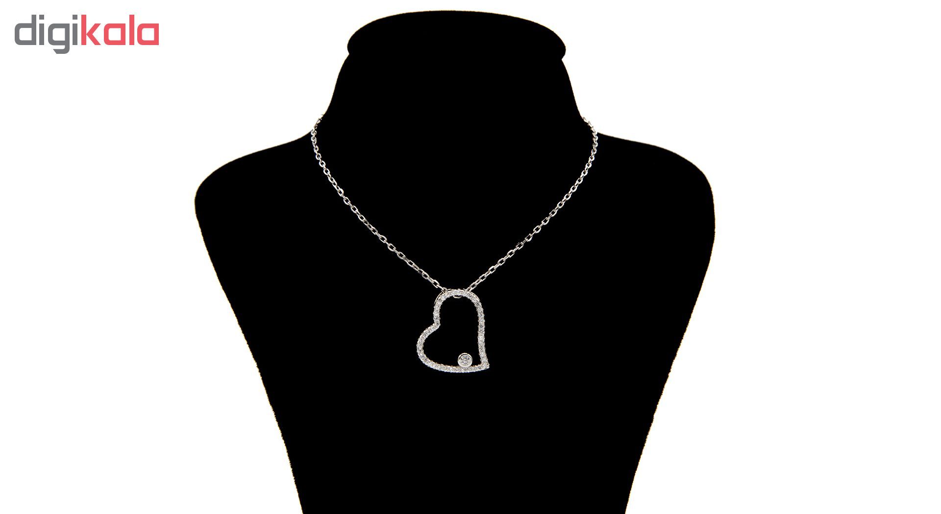 گردنبند نقره نه بهارگالری طرح Jeweled heart کد 402022