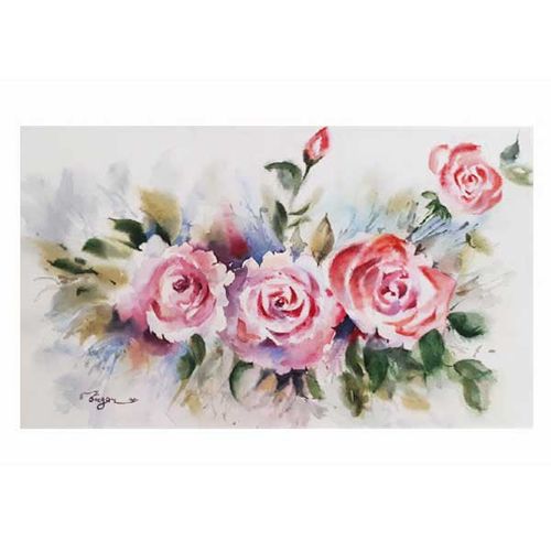 تابلو نقاشی آبرنگ مدل رز گلد کد RG112