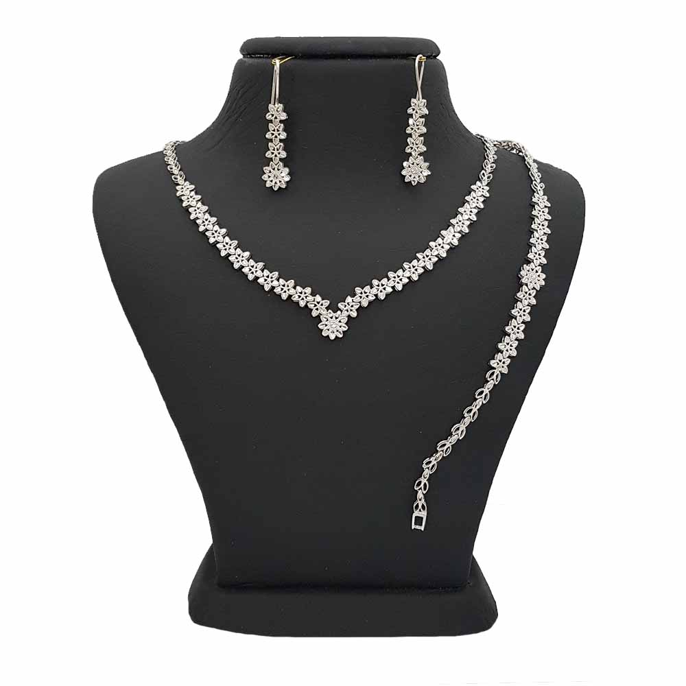 نیم ست نقره زنانه ترمه 1 طرح گل کد SE 1018