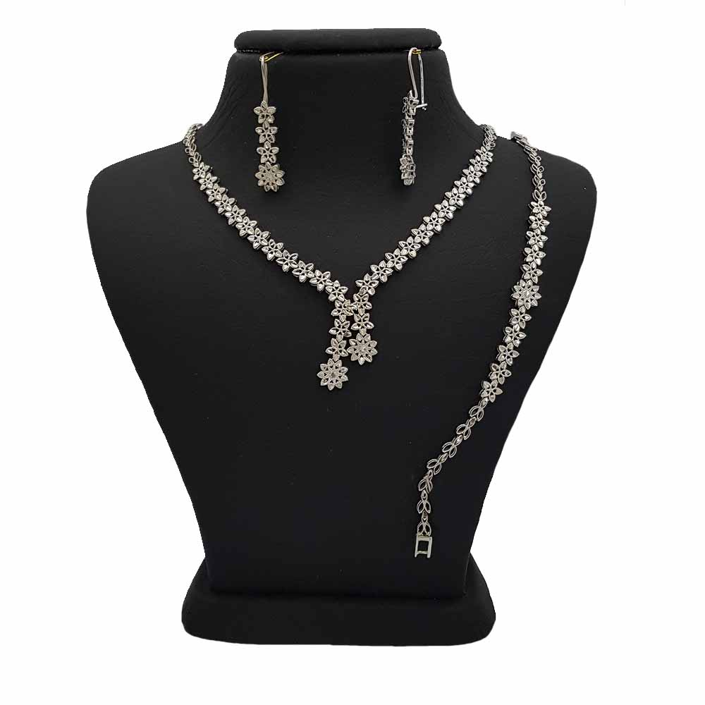 نیم ست نقره زنانه ترمه 1 طرح کرواتی کد SE 1023