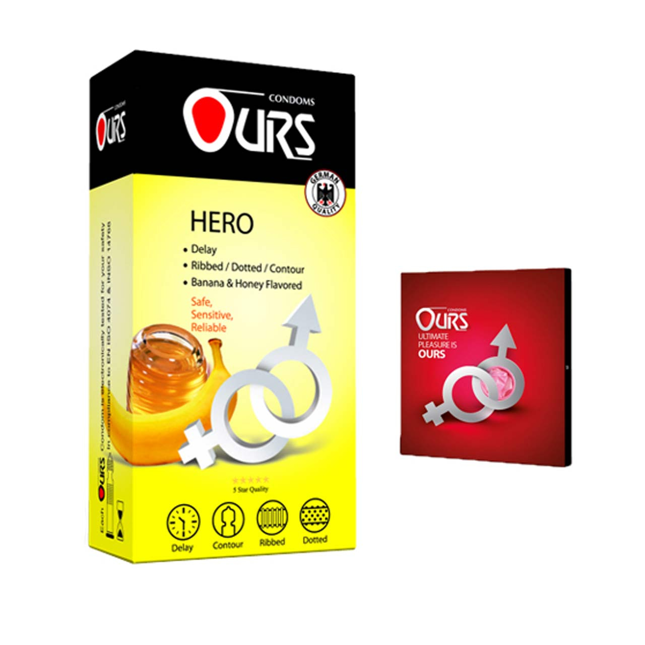 کاندو اورز مدل HERO بسته 12 عددی به همراه کاندوم مدل بلیسر