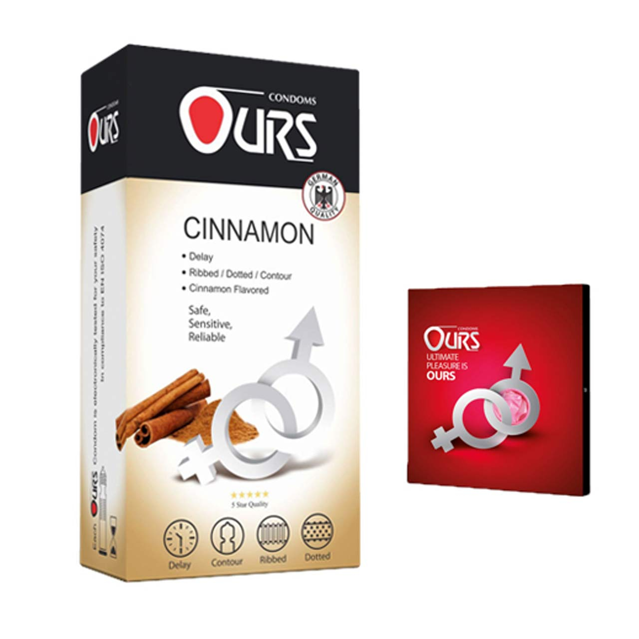کاندوم اورز مدل CINNAMON بسته 12 عددی به همراه کاندوم مدل بلیسر