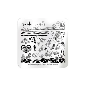 شابلون طراحی ناخن برن پرتی مدل Sea World-S003