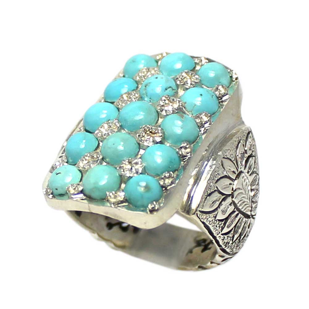 انگشتر نقره مردانه مدل فیروزه کد 01714