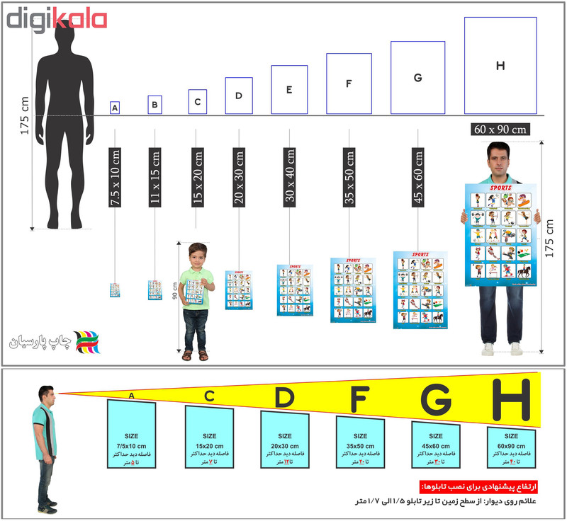 پوستر آموزشی چاپ پارسیان طرح آموزش زبان انگلیسی مدل 003 SPORTS
