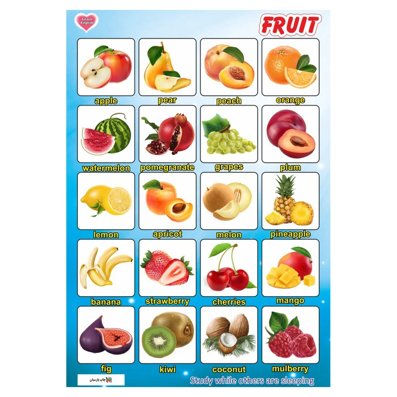 پوستر آموزشی چاپ پارسیان طرح آموزش زبان انگلیسی مدل 007 FRUIT 