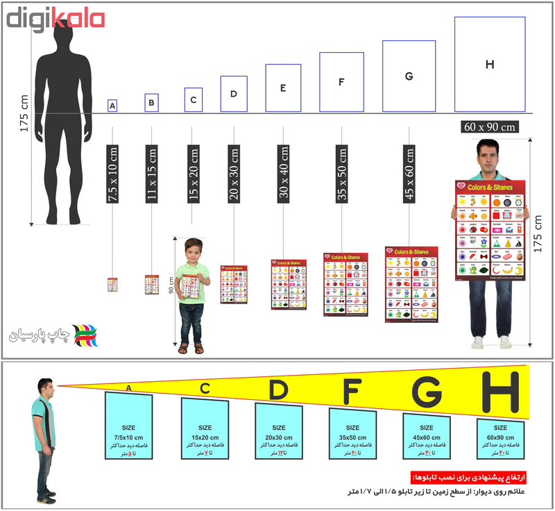 پوستر آموزشی چاپ پارسیان طرح آموزش زبان انگلیسی مدل 003 COLOR & SHAPES