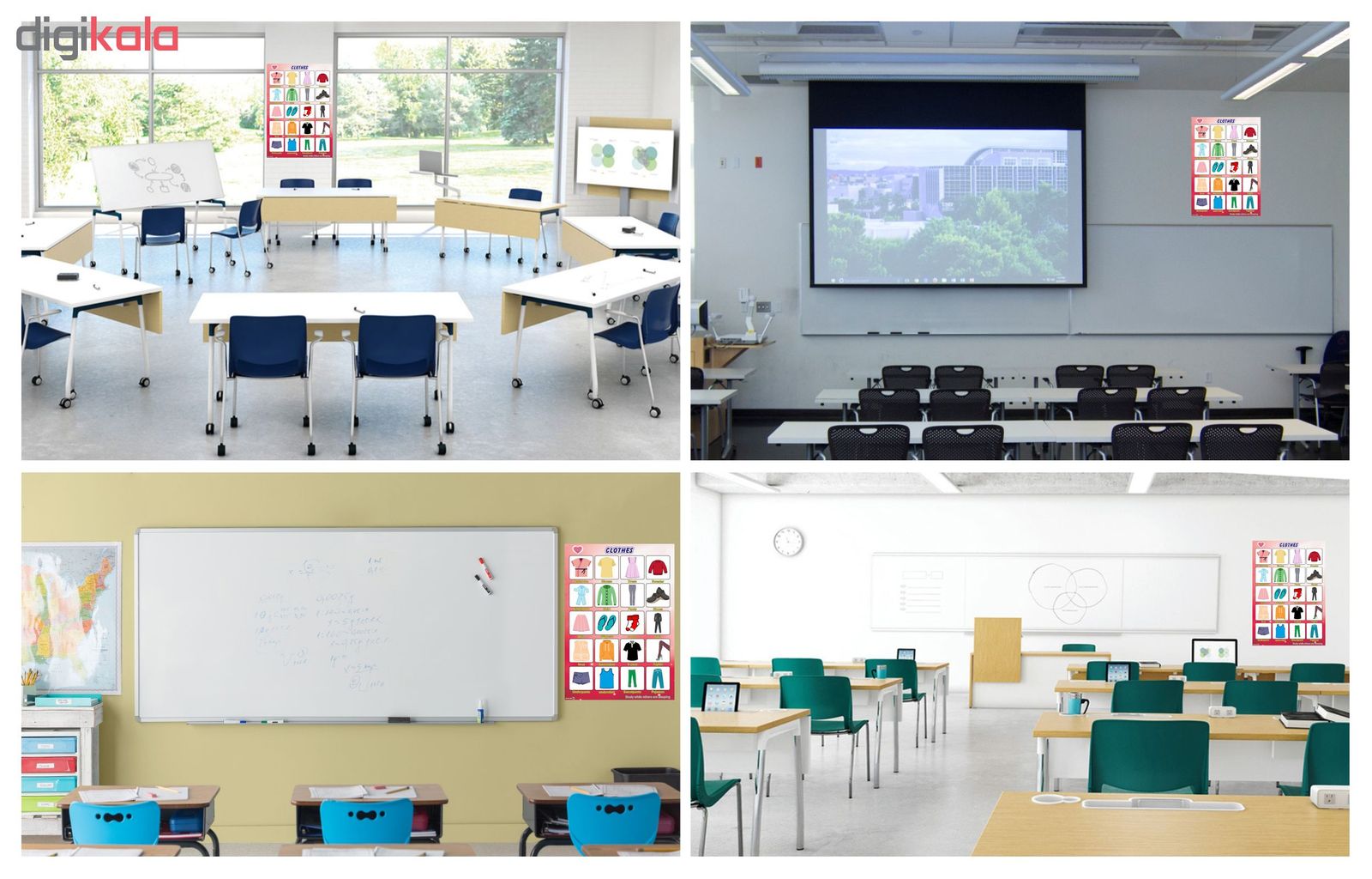 پوستر آموزشی چاپ پارسیان طرح آموزش زبان انگلیسی مدل 009 CLOTHES - - 4