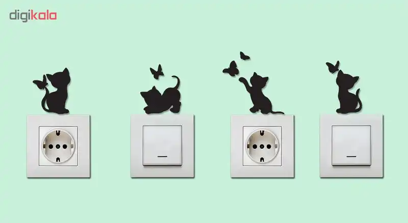 استیکر کلید و پریز طرح گربه ها مجموعه 4 عددی