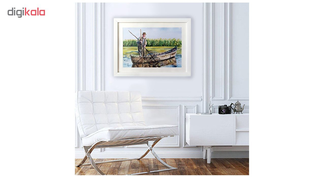 تابلو نقاشی آبرنگ طرح پیرمرد و دریا مدل WV-1