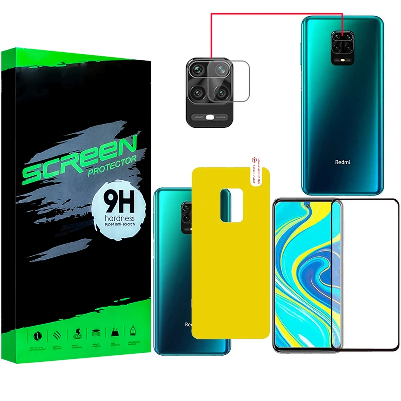 محافظ صفحه نمایش و پشت گوشی مدل RA-08 مناسب برای گوشی موبایل شیائومی Redmi note 9s/9 pro/pro max به همراه محافظ لنز دوربین